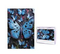 Jigsaw Puzzle for Adults 1000 Piece Funny Challenging Puzzles Blue Butterfly Picture Jigsaw Wooden Puzzle Artwork Family Game Puzzle for Birthday 29.5" x 19.7"