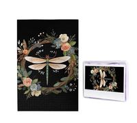 Jigsaw Puzzle for Adults 1000 Piece Funny Challenging Puzzles Image of Dragonfly in Wreath Picture Jigsaw Wooden Puzzle Artwork Family Game Puzzle for Birthday 29.5" x 19.7"
