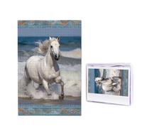 Jigsaw Puzzle for Adults 1000 Piece Funny Challenging Puzzles White Horse Running on The sea Picture Jigsaw Wooden Puzzle Artwork Family Game Puzzle for Birthday 29.5" x 19.7"