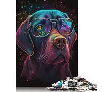 Jigsaw Puzzle For Adults 1000 Piece Labrador Wearing Glasses Diy Creative Puzzle Wooden Jigsaw for 18+ And Adults 500pcs (52x38cm)