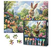 Jigsaw Puzzle for Adults 1000 Piece Vintage Easter Eggstravaganza with Hopping Bunny & Rainbow Egg Basket for Family Bonding and Timeless Holiday Decor 27.5x19.7 Inch