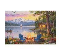 Jigsaw Puzzle for Adults 1000 Pieces - 1000 Piece Puzzle with Scenic Cabin, Interlocking Adult Puzzles, Letter Clues, Poster, Home Decor Gift 30 X 20 in
