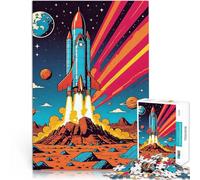 Jigsaw Puzzle for Adults 1000 Pieces A retro comic style colors vector art of a Rocket Launch into Space Analyse und Logik Kunstwerk Geschenk52x38cm