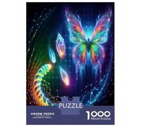 Jigsaw Puzzle for Adults 1000 Pieces Abstract Butterfly with Glowing Elements Teenager Puzzles Fun Games Analysis And Logic Difficult And Challenge 38x26cm/1000pcs