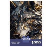 Jigsaw Puzzle for Adults 1000 Pieces Abstract Wolf with Golden Accents Puzzles for Adults Relax Games Pattern Assembly for Is Ideal As A Gift 38x26cm/1000pcs