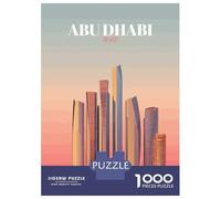 Jigsaw Puzzle for Adults 1000 Pieces, Abu Dhabi Skyline Vector Illustration Artwork, Family Puzzle Fun, Perfect Pieces, 38x26cm/1000pcs