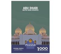 Jigsaw Puzzle for Adults 1000 Pieces, Abu Dhabi UAE Poster Art Artwork, Creative Leisure Activity, Holiday Family Game, Pieces, 52x38cm/1000pcs