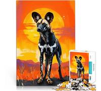 Jigsaw Puzzle for Adults 1000 Pieces African Wild Dog Sunset Hands-on-Spiel Angebot als Geschenk für die ganze Familie38x26cm