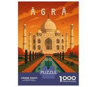 Jigsaw Puzzle for Adults 1000 Pieces Agra Travel Poster India - Taj Mahal & Indian Majesty Jigsaw for Adults Relax Games Hand Speed Race Difficult And Challenge 70x50cm/1000pcs