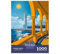 Jigsaw Puzzle for Adults 1000 Pieces, Alexandria Lighthouse View Artwork, Mindfulness Activity, Winter Indoor Entertainment, Premium Thick Cardboard, 70x50cm/1000pcs