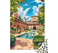 Jigsaw Puzzle for Adults 1000 Pieces Alhambra Palace Courtyard-3 Adult Jigsaw Puzzle Relaxing Games Wall Decoration for Is Ideal As A Gift 70x50cm/1000pcs