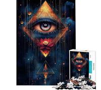 Jigsaw Puzzle for Adults 1000 Pieces All-Seeing Eye with Lotus Challenging To Complete For Family Fun Toy Wall Decor for 14+ Puzzle Game Offered (38x52cm)