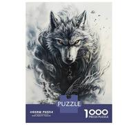 Jigsaw Puzzle for Adults 1000 Pieces Alpha Wolf with Glowing Eyes Jigsaw Puzzle Brain Teaser Game For Family Fun Parent-child Interaction 70x50cm/1000pcs