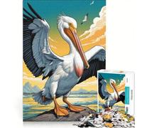 Jigsaw Puzzle for Adults 1000 Pieces American White Pelican, Relaxing Games, Difficult Hard, Wishlist with Santa Claus 50x75cm