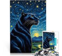 Jigsaw Puzzle for Adults 1000 Pieces Animal Panther Starry Night Made of cardboard,Suitable for people aged 14 and above Home decoration because it is ideal as a gift for the whole family。