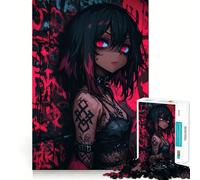 Jigsaw Puzzle for Adults 1000 Pieces Anime Girl with Red Eyes Tight Cut Fun Logic Skill Play Relax Fun Time Birthday Mind Gift (38x26cm)