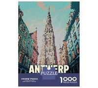 Jigsaw Puzzle for Adults 1000 Pieces, Antwerp Belgium Mosaic City Artwork, Creative Leisure Activity, Festive Season Fun, Pieces, 70x50cm/1000pcs