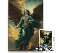 Jigsaw Puzzle for Adults 1000 Pieces Archangel Raphael in Emerald Green Gown Peaceful And Satisfying Pastime Perfect Interlock Precision Cut Toy Size 38x26cm