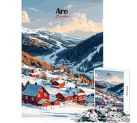 Jigsaw Puzzle for Adults 1000 Pieces Are, Sweden Winter Village Hands-on Game Perfect Decoration Educational Toy Suitable for Desktop Decoration (38x26cm)