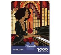 Jigsaw Puzzle for Adults 1000 Pieces Art Deco Piano Woman Jigsaw Puzzle Relaxing Games Difficult Challenge Unique Gifts for Birthday And Christmas 38x26cm/1000pcs