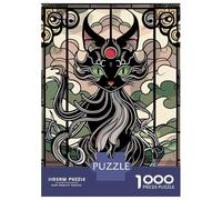Jigsaw Puzzle for Adults 1000 Pieces, Art Nouveau Black Cat Stained Glass Artwork, Relaxing Puzzle Experience, Seasonal Gift Choice, Premium Thick Cardboard, 70x50cm/1000pcs