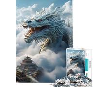 Jigsaw Puzzle for Adults 1000 Pieces Asian Dragon Sky Encounter Brain Teaser Game Addictive Toys to Cultivate Patience Gifts Ideas Perfect Decoration (Size 38x52cm)