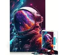 Jigsaw Puzzle for Adults 1000 Pieces Astronaut Above The World Exact Fit Game Brain Skill Play Free Play Game Xmas Scene Art (38x52cm)