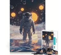 Jigsaw Puzzle for Adults 1000 Pieces Astronaut Aqua Planet Flawless Edge Fun Brain Exercise Toy Cozy Fun Time Xmas Scene Art (38x52cm)