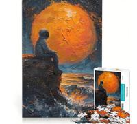 Jigsaw Puzzle for Adults 1000 Pieces Astronaut Contemplating A Fiery Ocean, Relaxing Games, Train Your Brain And Hands, Unique Birthday And Gifts 50x75cm