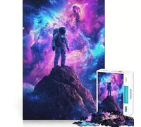 Jigsaw Puzzle for Adults 1000 Pieces Astronaut in Space Exact Fit Game Brain Skill Play Free Play Game Xmas Scene Art (38x52cm)
