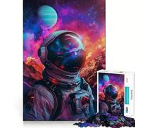 Jigsaw Puzzle for Adults 1000 Pieces Astronaut In Space Exact Fit Game Brain Skill Play Free Play Game Xmas Scene Art (38x52cm)