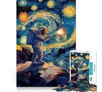 Jigsaw Puzzle for Adults 1000 Pieces Astronaut in Starry Night Exact Fit Game Brain Skill Play Free Play Game Xmas Scene Art (50x75cm)