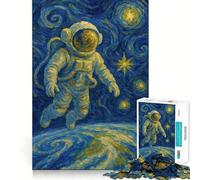 Jigsaw Puzzle for Adults 1000 Pieces Astronaut in Starry Night Style Exact Fit Game Brain Skill Play Free Play Game Xmas Scene Art (50x75cm)