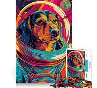 Jigsaw Puzzle for Adults 1000 Pieces Astronaut Space Dachshund Flawless Edge Fun Brain Exercise Toy Cozy Fun Time Xmas Scene Art (50x75cm)