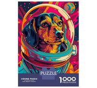 Jigsaw Puzzle for Adults 1000 Pieces Astronaut Space Dachshund Jigsaw Puzzle Brain Teaser Game Stress Reliever Birthday And Unique Gifts 52x38cm/1000pcs