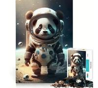 Jigsaw Puzzle for Adults 1000 Pieces Astronaut Space Panda Bear Exact Fit Game Brain Skill Play Free Play Game Xmas Scene Art (50x75cm)