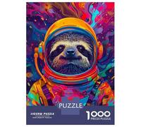 Jigsaw Puzzle for Adults 1000 Pieces, Astronaut Space Sloth Artwork, Creative Leisure Activity, Perfect, Precision Cut Pieces, 38x26cm/1000pcs