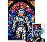 Jigsaw Puzzle for Adults 1000 Pieces Astronaut Stained Glass Tight Cut Fun Logic Skill Play Relax Fun Time Birthday Mind Gift (50x75cm)