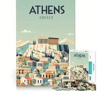 Jigsaw Puzzle for Adults 1000 Pieces Athens Greece Flawless Edge Fun Brain Exercise Toy Cozy Fun Time Xmas Scene Art (50x75cm)