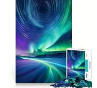 Jigsaw Puzzle for Adults 1000 Pieces Aurora Borealis Star Trails Landscape Tight Cut Fun Logic Skill Play Relax Fun Time Birthday Mind Gift (38x26cm)