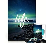 Jigsaw Puzzle for Adults 1000 Pieces Aurora Lake Inspiration Flawless Edge Fun Brain Exercise Toy Cozy Fun Time Xmas Scene Art (38x52cm)