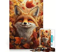 Jigsaw Puzzle for Adults 1000 Pieces Autumn Fox Smile Exact Fit Game Brain Skill Play Free Play Game Xmas Scene Art (38x52cm)