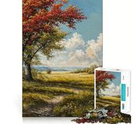 Jigsaw Puzzle for Adults 1000 Pieces Autumn Path Flawless Edge Fun Brain Exercise Toy Cozy Fun Time Xmas Scene Art (38x26cm)