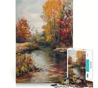 Jigsaw Puzzle for Adults 1000 Pieces Autumn Reflections Exact Fit Game Brain Skill Play Free Play Game Xmas Scene Art (38x52cm)