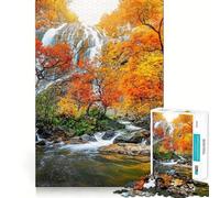 Jigsaw Puzzle for Adults 1000 Pieces Autumn Waterfall Flawless Edge Fun Brain Exercise Toy Cozy Fun Time Xmas Scene Art (38x52cm)
