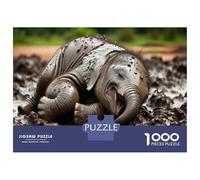 Jigsaw Puzzle for Adults 1000 Pieces Baby Elephant Mud Bath Jigsaw Puzzle Relaxing Games Wall Decoration Difficult And Challenge 70x50cm/1000pcs