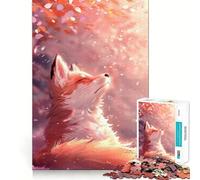 Jigsaw Puzzle for Adults 1000 Pieces Baby Kitsune Fox Sakura Exact Fit Game Brain Skill Play Free Play Game Xmas Scene Art (38x26cm)