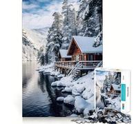 Jigsaw Puzzle for Adults 1000 Pieces Baja Winter Cabins Flawless Edge Fun Brain Exercise Toy Cozy Fun Time Xmas Scene Art (50x75cm)