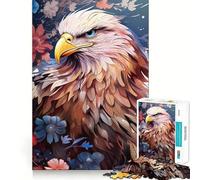 Jigsaw Puzzle for Adults 1000 Pieces Bald Eagle Among Flowers Exact Fit Game Brain Skill Play Free Play Game Xmas Scene Art (50x75cm)