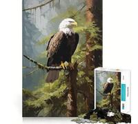Jigsaw Puzzle for Adults 1000 Pieces Bald Eagle on A Branch Exact Fit Game Brain Skill Play Free Play Game Xmas Scene Art (50x75cm)
